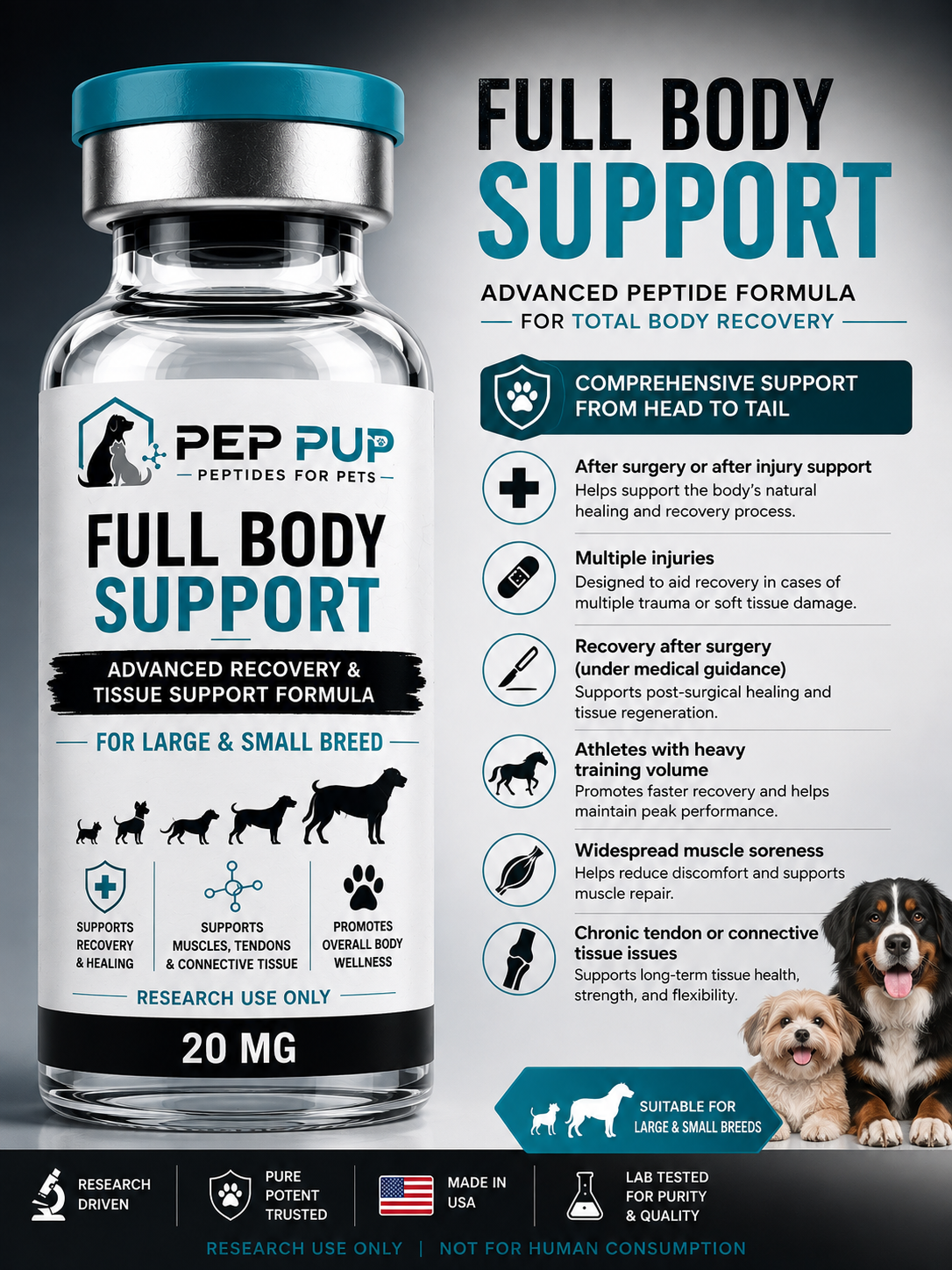 Full body support large and small breed